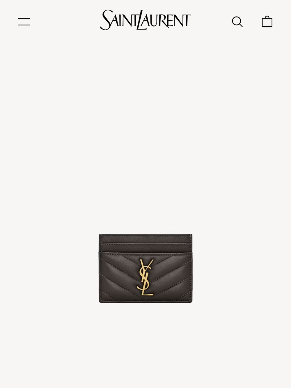 New Yves Saint Laurent Black Quilted Leather Card Holder